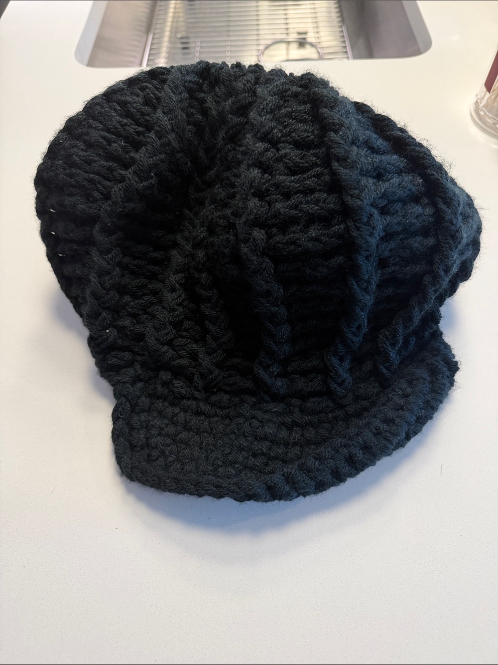 Knit Brim Beanie Cap - Black